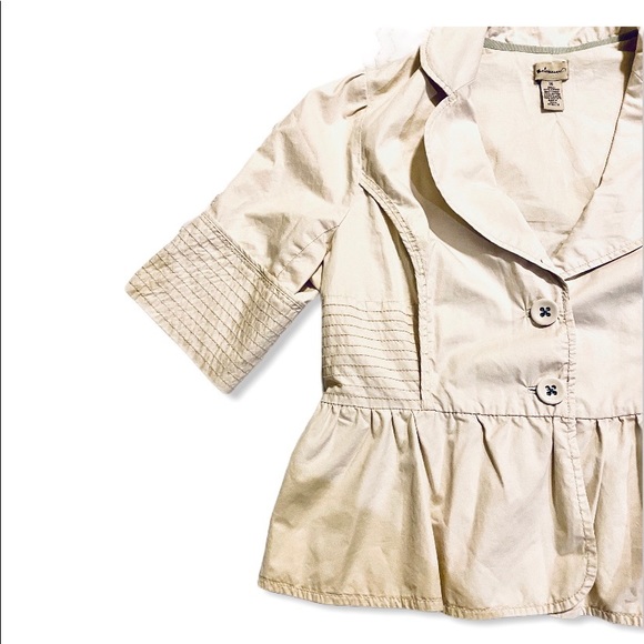 Anthropologie Elevenses Cream beige jacket ruffled - Picture 4 of 7